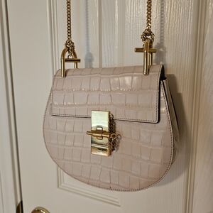 Authentic Chloe Drew Mini Crossbody Bag - Crocodile Embossed Leather